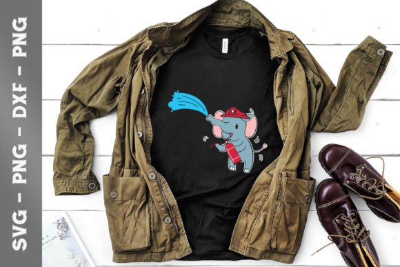 Elephant Fire Fighter Graphic: A Playful Hero for Your Next Design