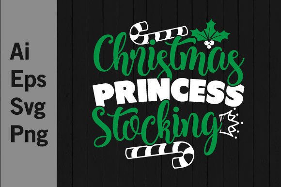 Enchanting Christmas Princess Stocking Graphic SVG