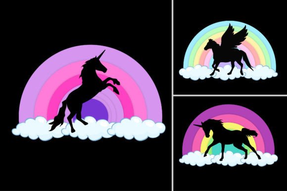 Unicorn Rainbow Sunset T-Shirt Graphic: A Retro Design Asset